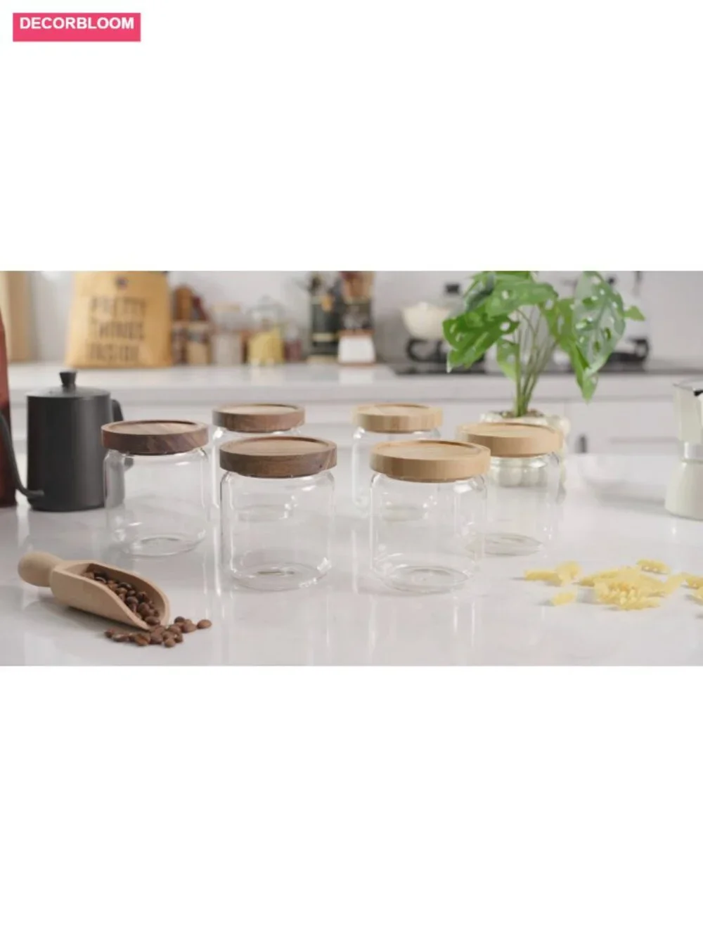 16 Pack Glass Canister Set, 17 oz Food Storage Jars with Bamboo Airtight Lids